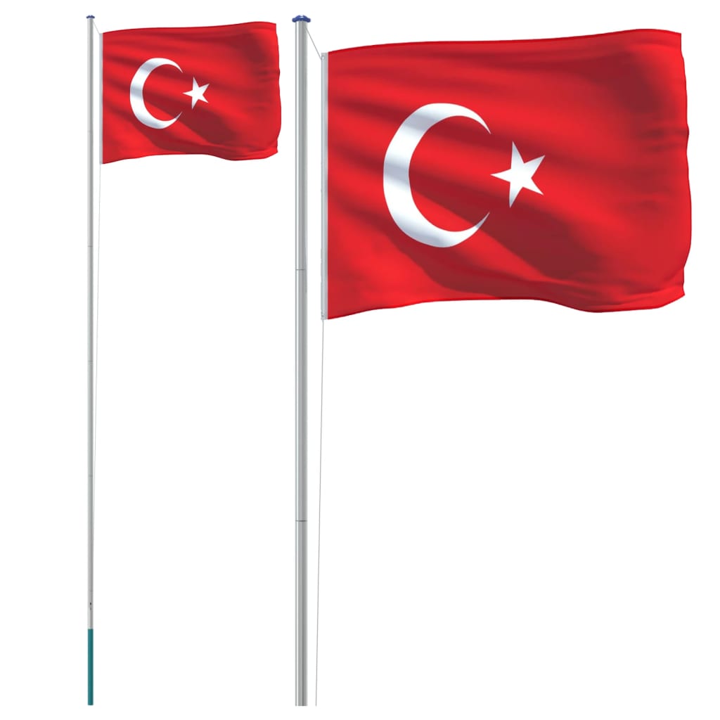 vidaXL Asta e Bandiera Turchia 6,23 m Alluminio
