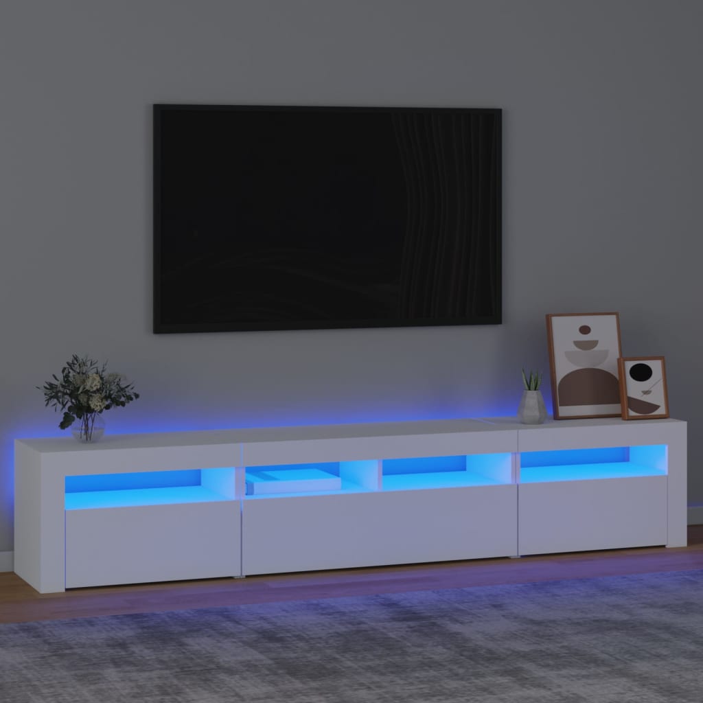 vidaXL Mobile Porta TV con Luci LED Bianco 210x35x40 cm