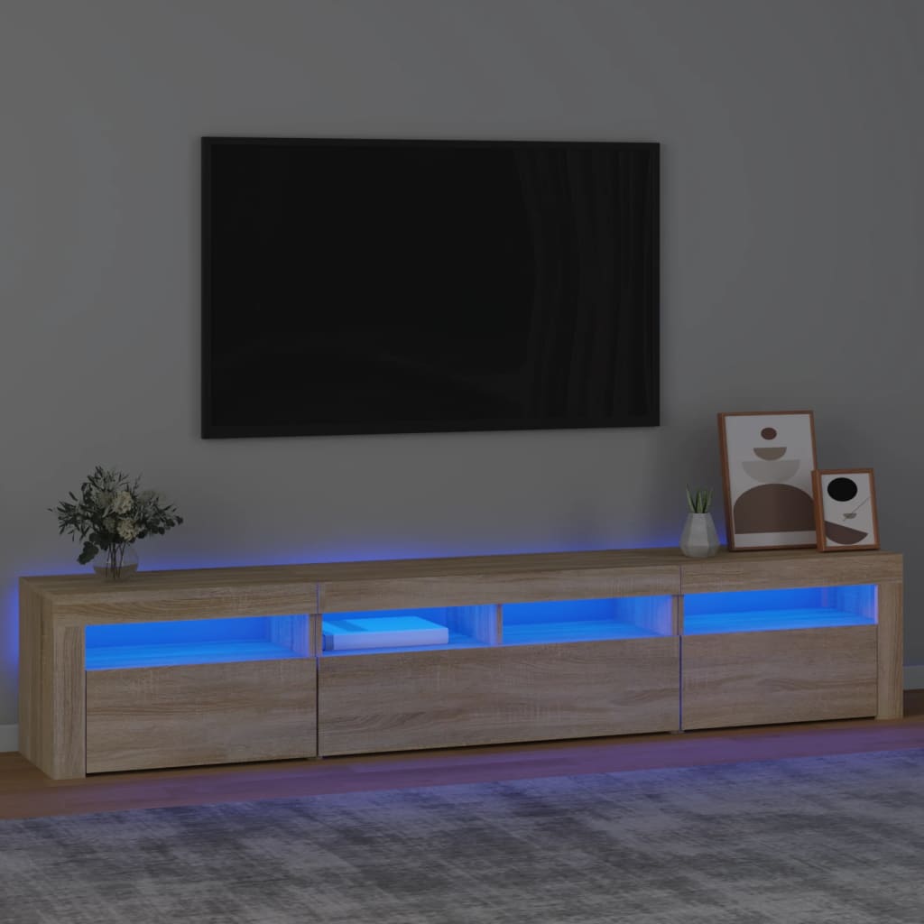 vidaXL Mobile Porta TV con Luci LED Rovere Sonoma 210x35x40 cm