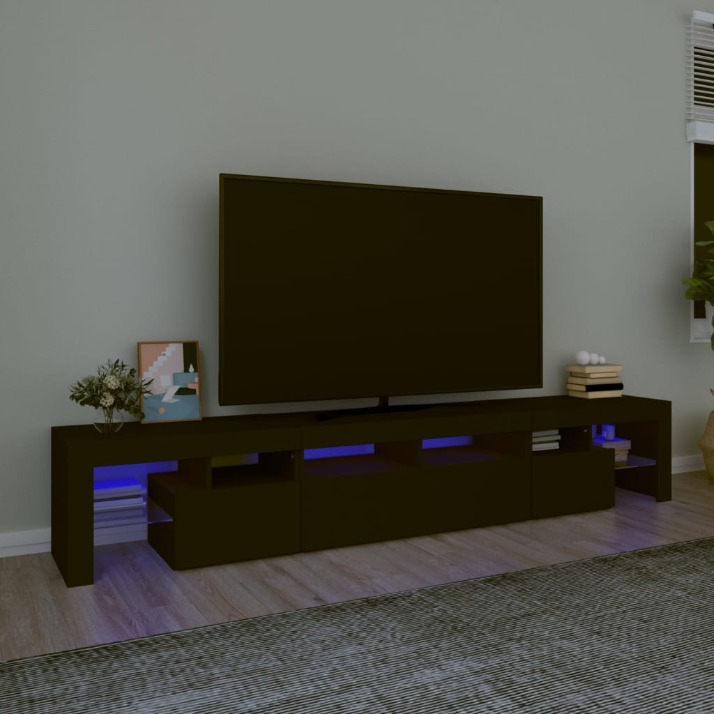 vidaXL Mobile Porta TV con Luci LED Nero 230x36,5x40 cm