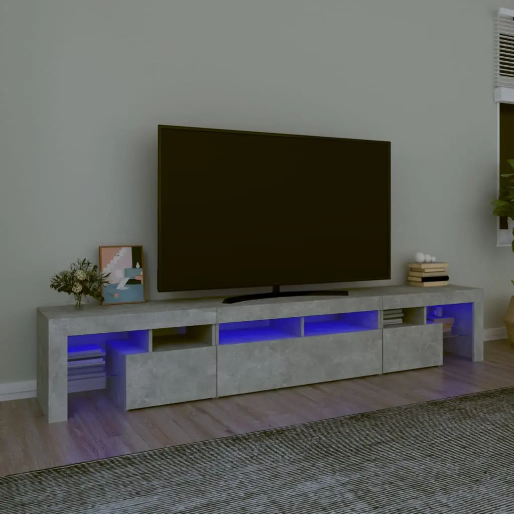 Mobile Porta TV con Luci LED Grigio Cemento 230x36,5x40 cm