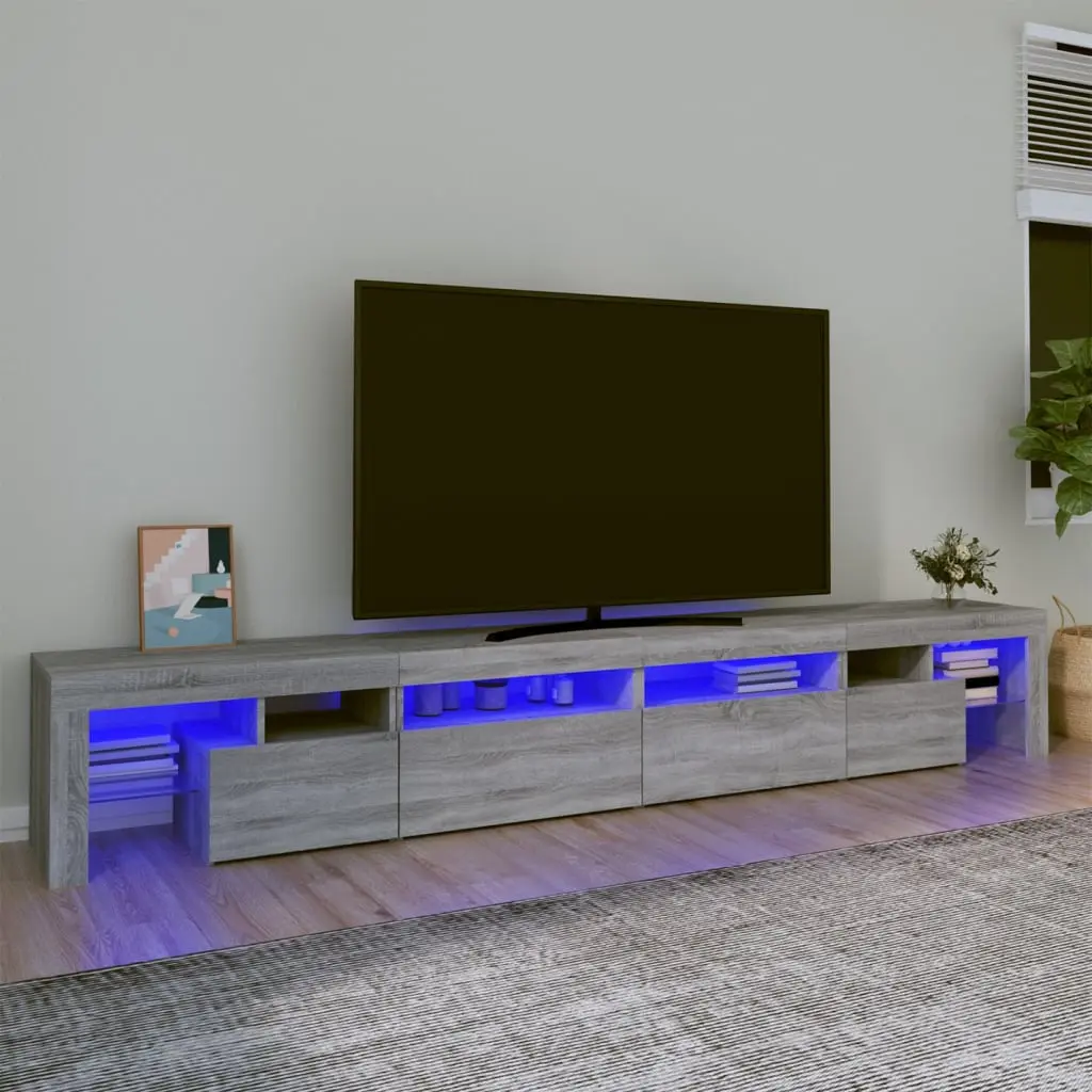 Mobile Porta TV con Luci LED Grigio Sonoma 260x36,5x40 cm