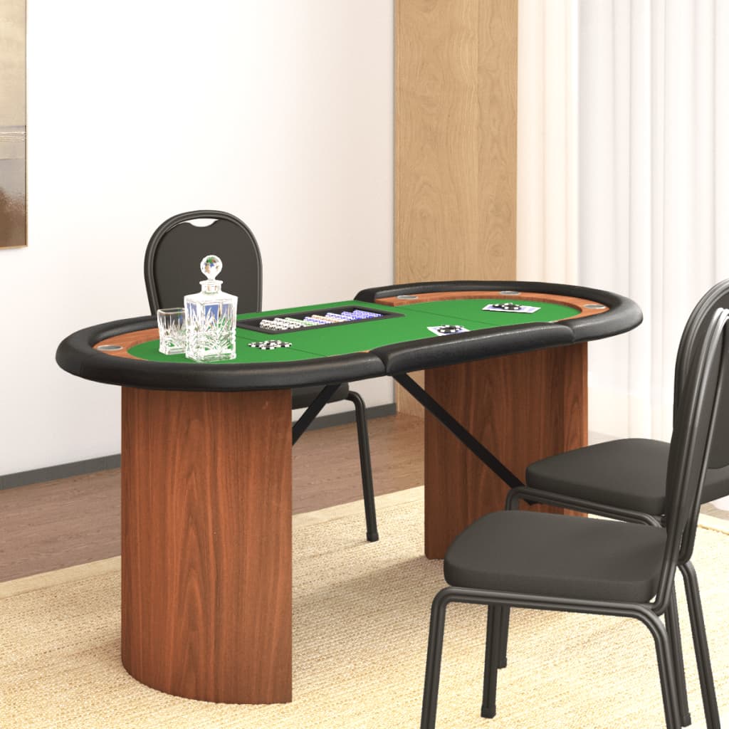 vidaXL Tavolo da Poker con Vassoio Chip 10 Giocatori Verde 160x80x75cm