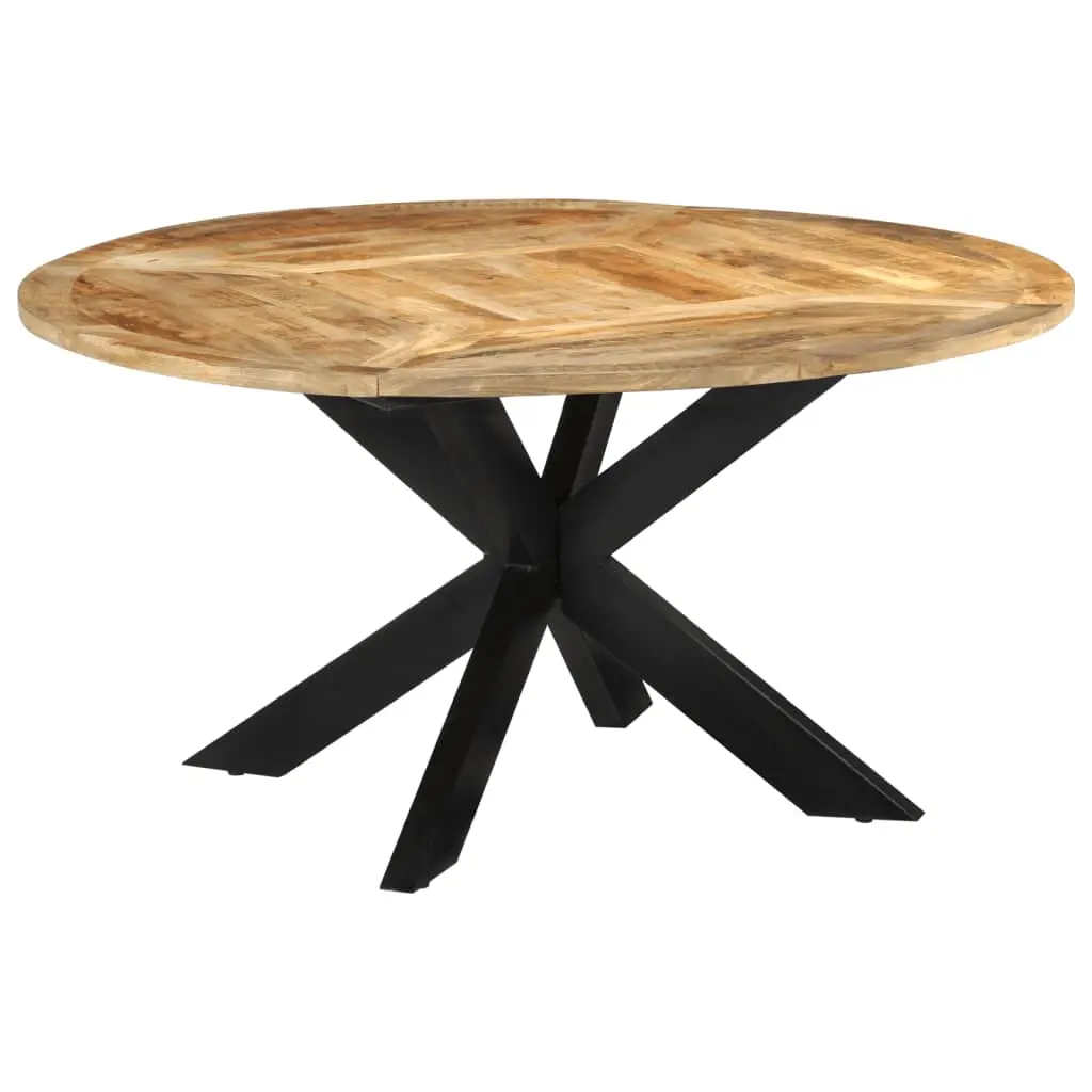 Tavolo da Pranzo Ø150x76 cm in Legno Grezzo Massello di Mango