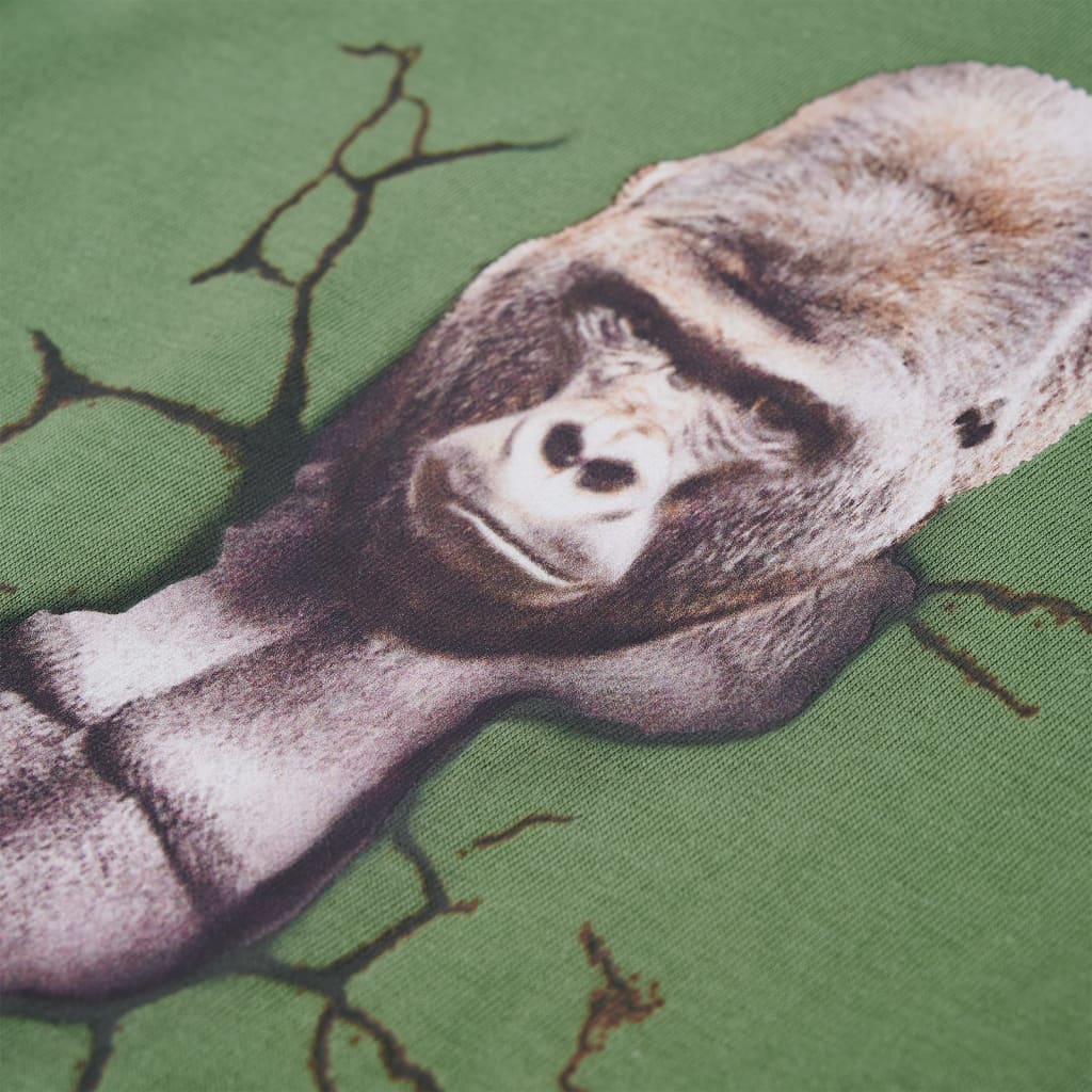 Maglietta da Bambino a Maniche Lunghe Stampa Gorilla Cachi Chiaro 116