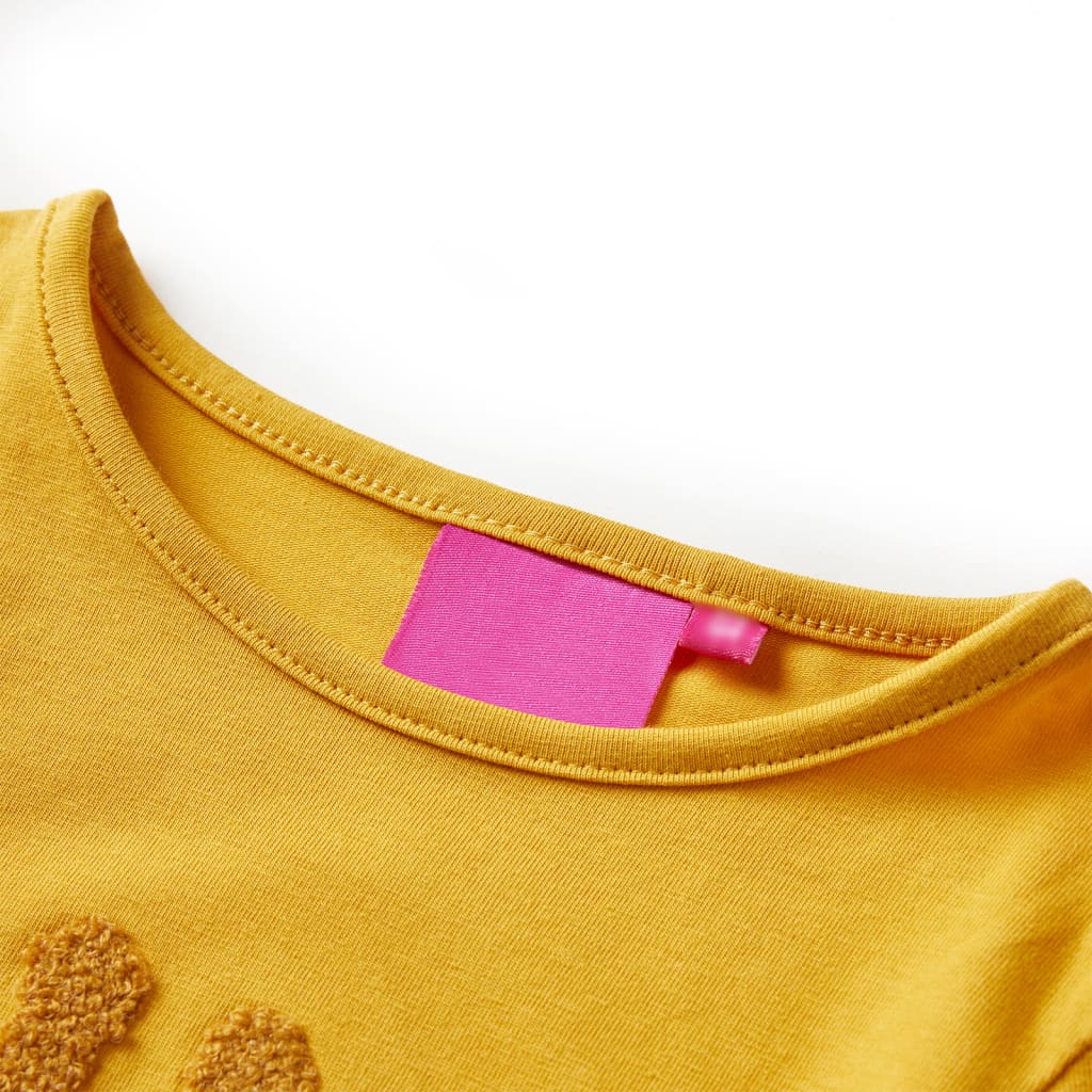 Maglietta per Bambini a Maniche Lunghe con Design Cervo Ocra Scuro 116