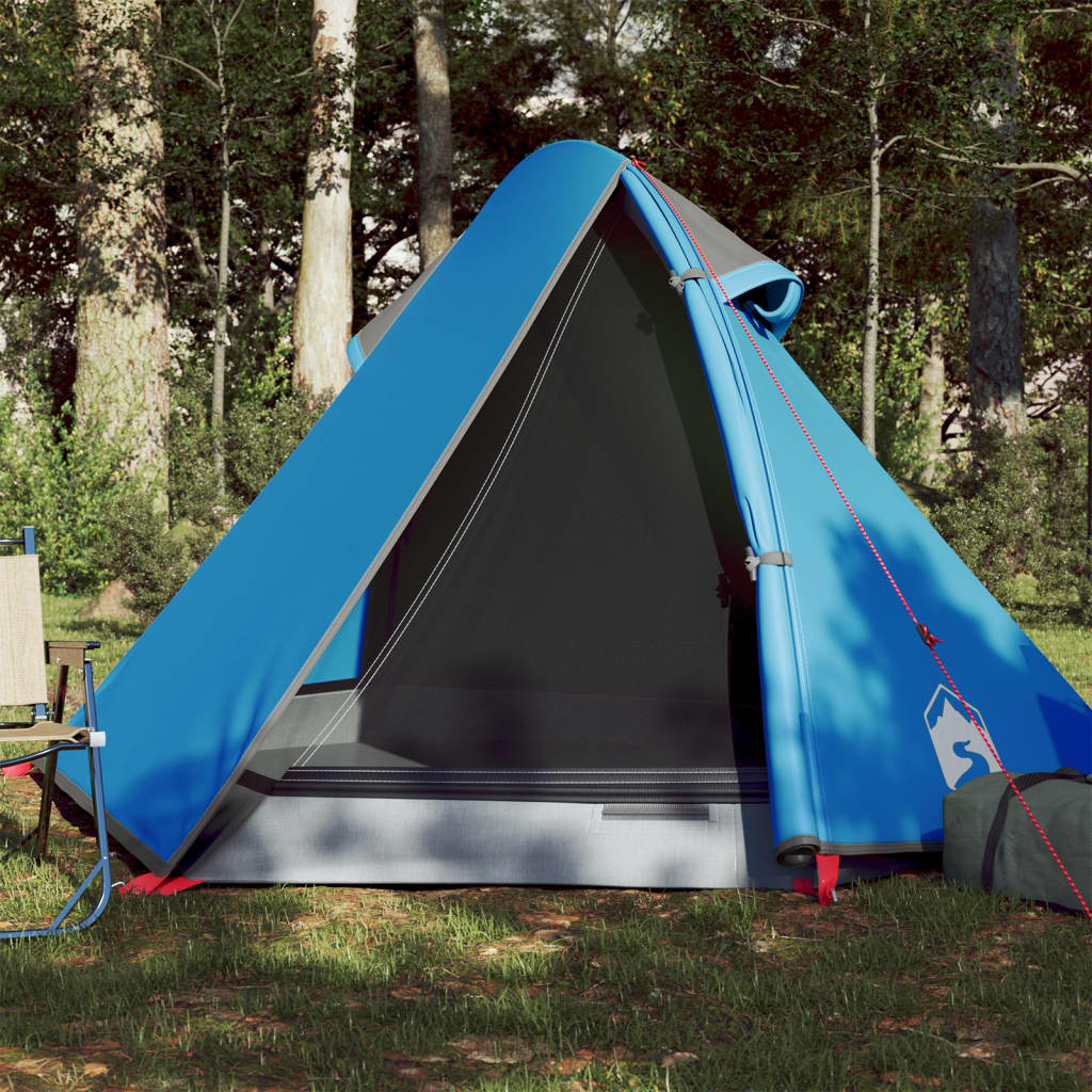 vidaXL Tenda da Campeggio 2 Persone Blu 267x154x117 cm Taffetà 185T