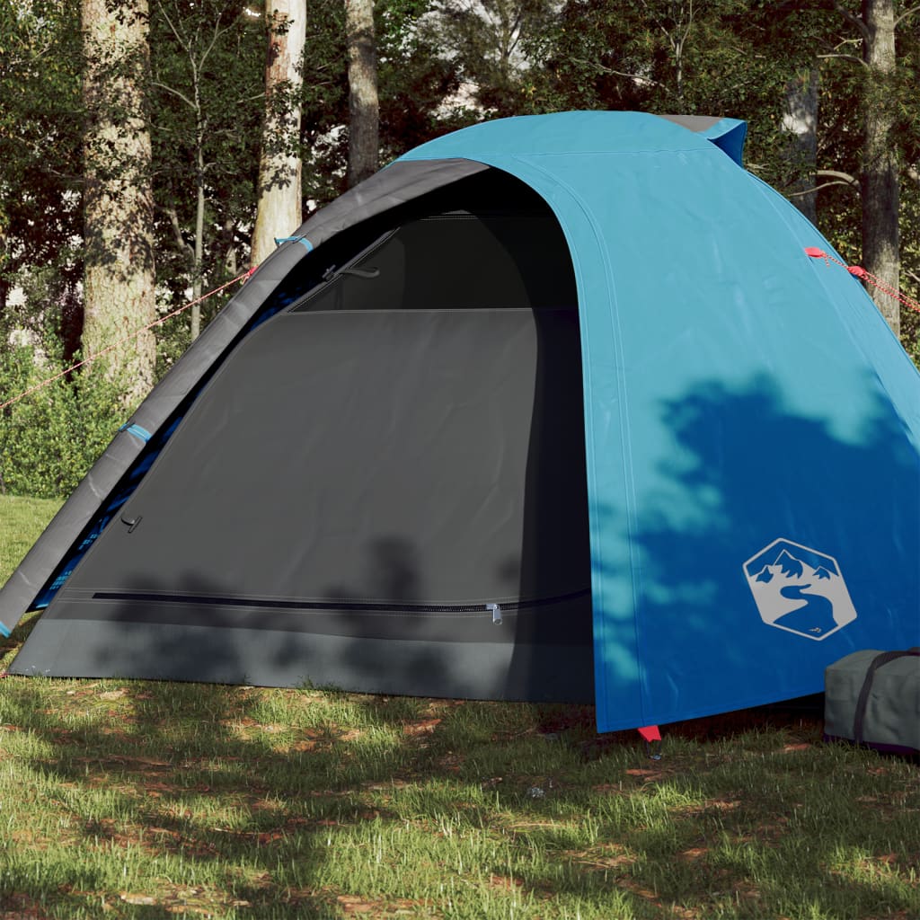 vidaXL Tenda da Campeggio 4 Persone Blu 267x272x145 cm Taffetà 185T