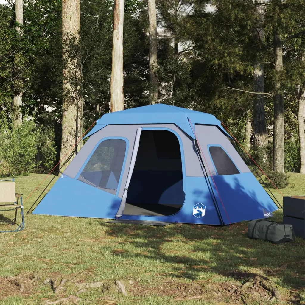 Tenda da Campeggio per 6 Persone Blu Impermeabile