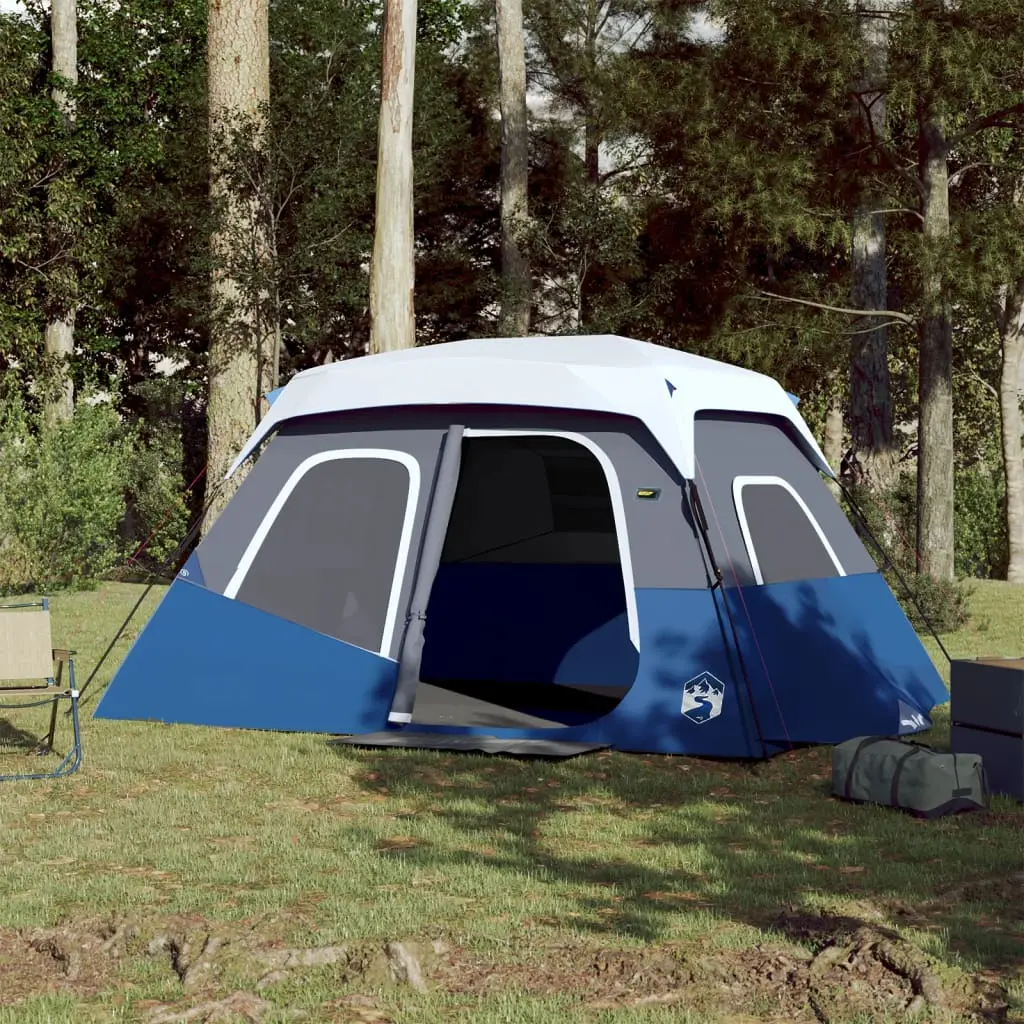 Tenda da Campeggio con LED 6 Persone Azzurro