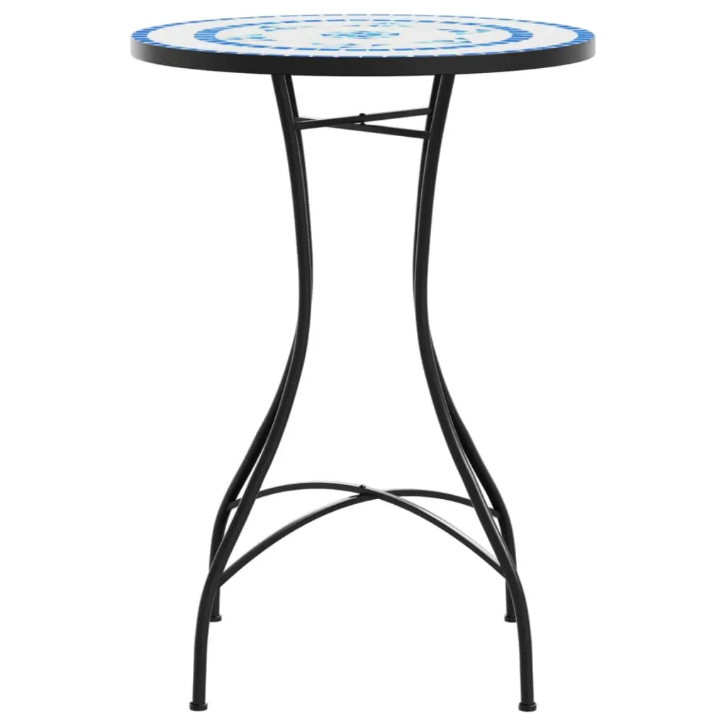 Tavolino da Bistrot con Mosaico Blu e Bianco Ø50x70 cm Ceramica