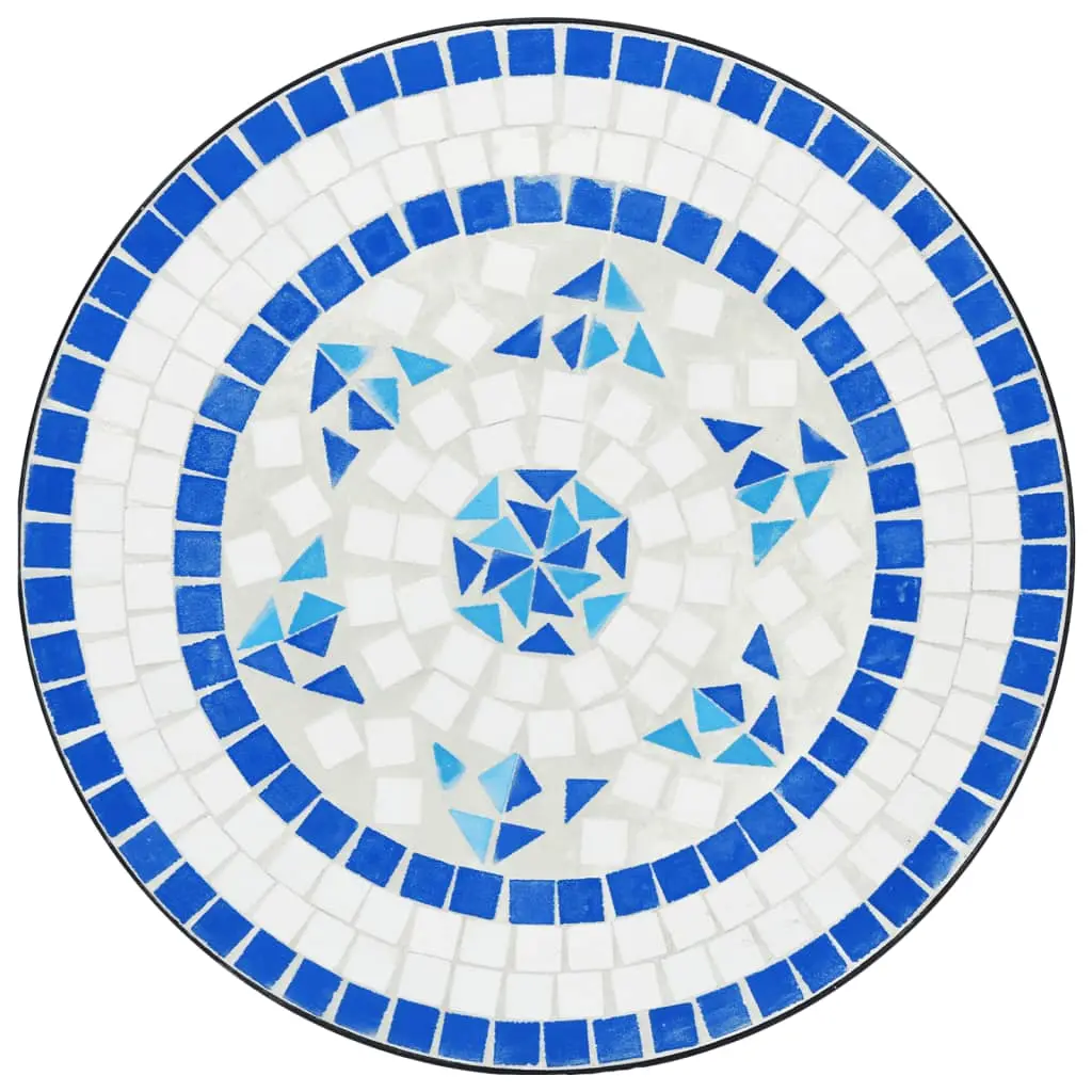 Tavolino da Bistrot con Mosaico Blu e Bianco Ø50x70 cm Ceramica