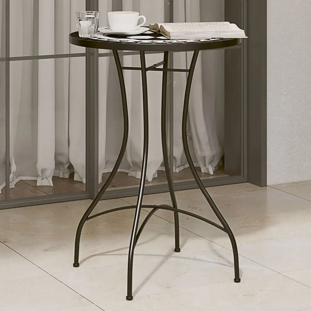 Tavolino da Bistrot con Mosaico Nero e Bianco Ø50x70cm Ceramica