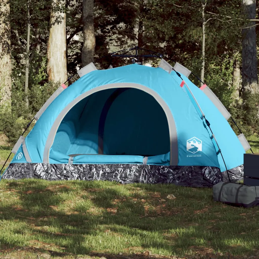 Tenda da Campeggio 3 Persone Blu a Rilascio Rapido