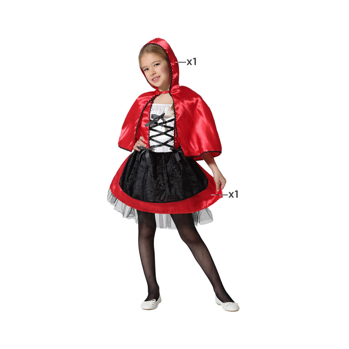 Costume per Bambini Cappuccetto Rosso Rosso Fantasia 10-12 Anni 7-9 Anni