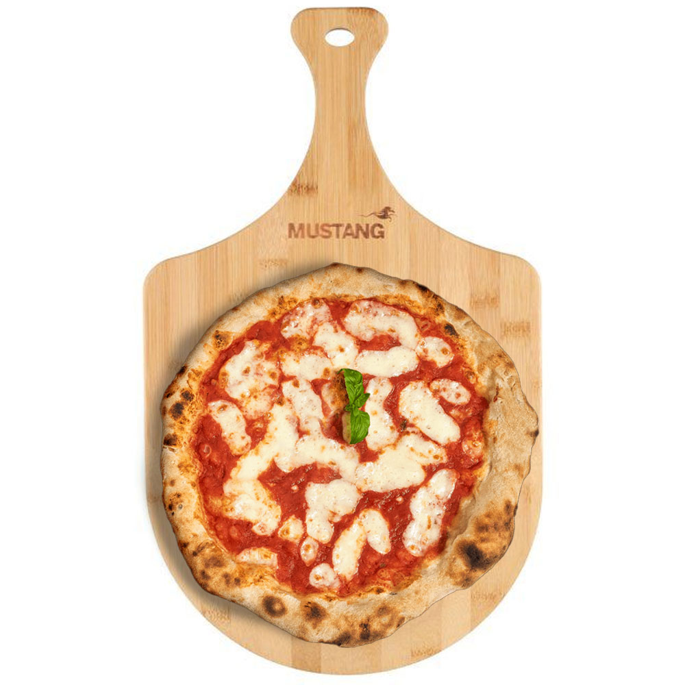 Pala per Pizza da Forno Fornetto Tagliere Legno Bambu con Manico 30x50cm (1)