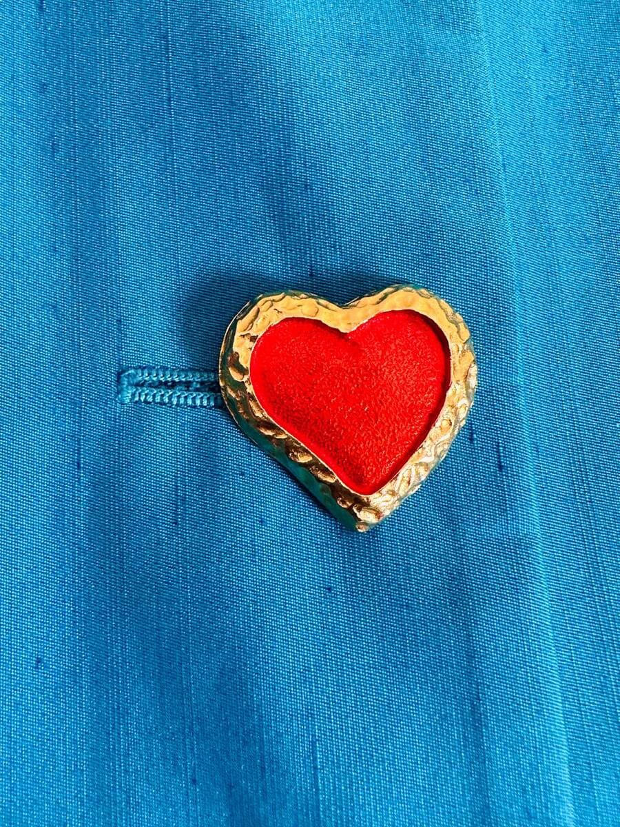 bl blazer in shantung turchese con bottoni gioiello a forma di cuore 26