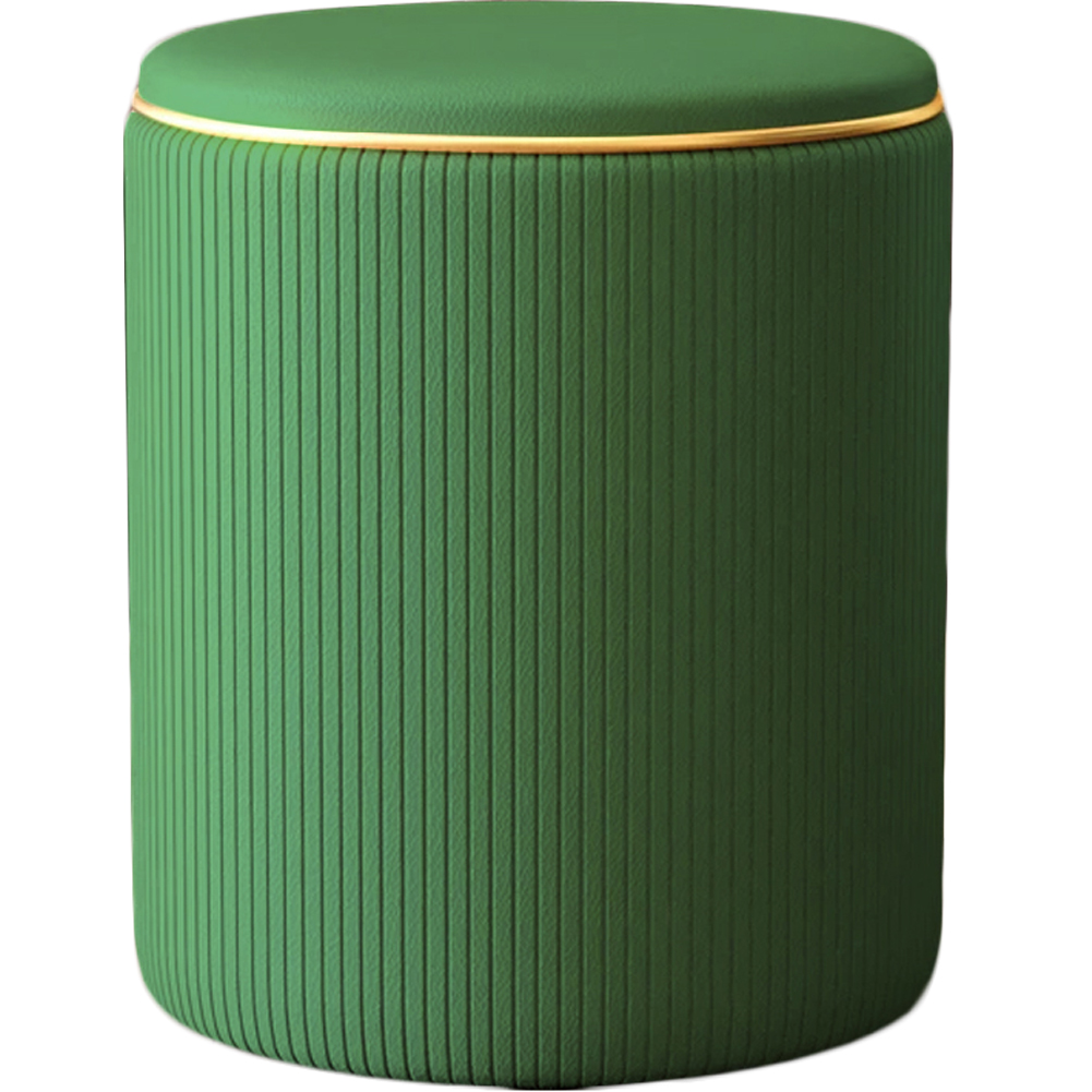 Pouf Contenitore Ecopelle Verde Decoro Oro Poggiapiedi Seduta Imbottita 35x45cm (1)