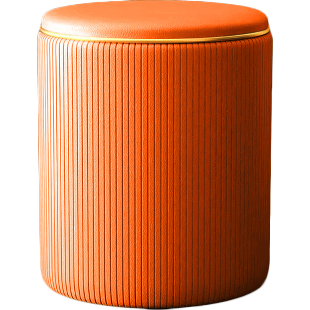 Pouf Contenitore Ecopelle Arancione Decoro Oro Poggiapiedi Seduta Comoda 35x45cm (1)