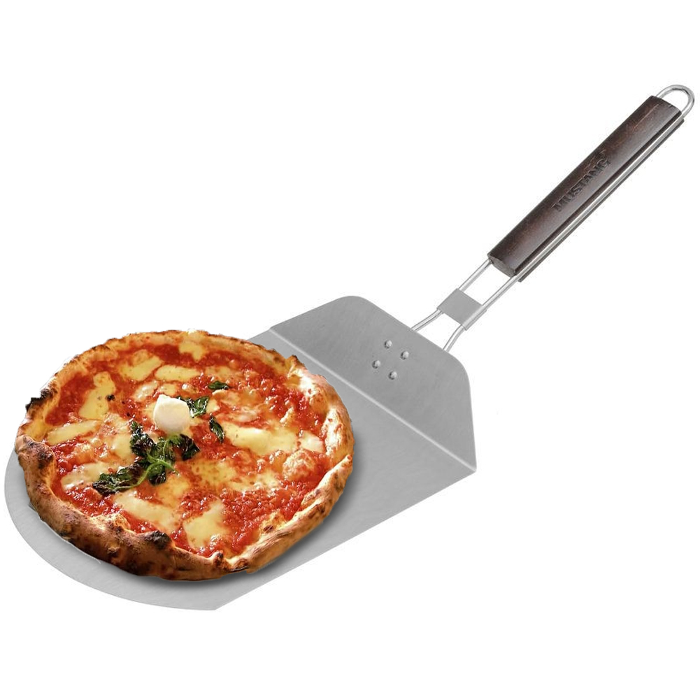 Pala Pizza Paletta Tagliere Pizze Acciaio Inox con Manico in Legno 30 x 25 cm (1)